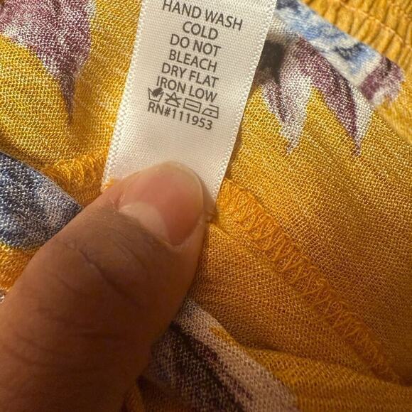 Active USA Jumpsuit Strapless Cropped Wide Leg Floral Print Blue Yellow Medium - Picture 4 of 6